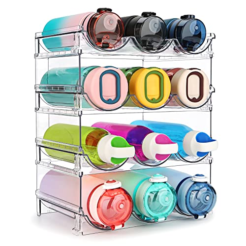 spospo Water Bottle Organizer for Cabinet, 4 Pack Water Bottle Organization and Storage Shelf, Plastic Water Bottle Holder Rack for Fridge, Kitchen, Desktop - size: 4 Pack