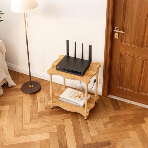 THUMEYE 2-Tier Low Side Table 17”H, Space-Saving Small Nightstand with Solid Wood Legs, Tool-Free Assembly, Suitable for Reading Chair, Bedside, Balcony, 15.7”D x11.8”W, Burlywood - color: Burlywood, size: 17”H