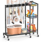 Broom Holder with Cleaning Supplies Organizer, Broom Closet Storage Cabinet with Cleaning Caddy, Cleaning Cart with Mop Hanger Gripper Rack Hooks,Janitorial Housekeeping cart,Laundry Room Organization - size: Large