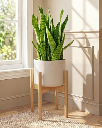 Bamworld 14.9in Adjustable Plant Stand Indoor Bamboo Plant Stand for Single Plant Pot Mid Century Plant Stands Fit 8 9 10 11 12 Inches Plant Pot Natural Plant Holder for Living Room Balcony Garden Patio Bedroom - color: Natural, size: 14.9in