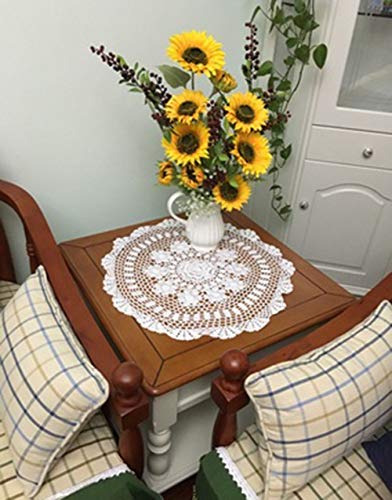 Damanni White Cotton Handmade Crochet Lace Tablecloth Doilies Table Overlay,Round,19 Inch,2PCS - size: White-2pc-19 Inch