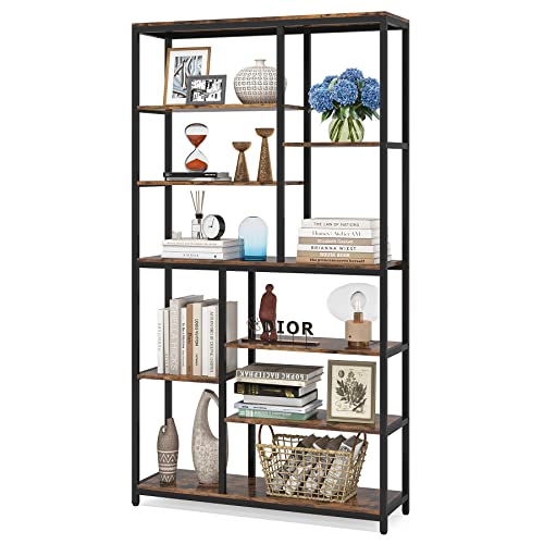 Tribesigns 79 inches Tall Bookshelf Bookcase, 8-Tier Staggered Bookcase, Modern Freestanding Open Book Shelves, Wide Wood Etagere Shelving Unit Display Shelf for Living Room