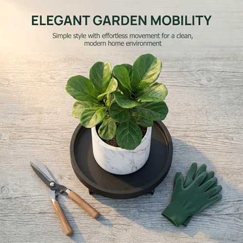 2 Pack Plant Caddy with Wheels, 12.6 inch Rolling Plant Stands | Round Wheeled Coaster Plant Stand Dolly 360° Wheels for Outdoor Indoor Heavy Planter, Plant Cart Load Capacity 180 lbs