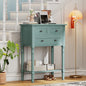 24'' Entryway Table, Small Console Table with Storage Drawers and Shelf, Hallway Table for Entryway Hallway Foyer, Farmhouse Solid Wood Frame (Light Blue) - color: Light Blue