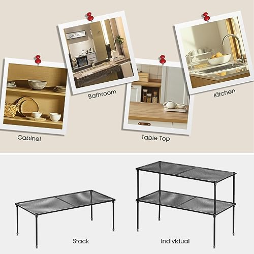 2-Pack Kitchen Cupboard Shelf Organizer | Expandable & Stackable, For Cabinet, Counter Cupboard Organiser, For Bathroom, Kitchen, Laundry Room