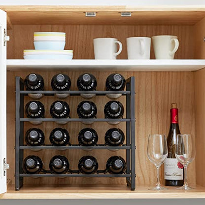 IBUYKE Metal Wine Racks Countertop,16 Bottles Wine Bottle Holder,TMJ903H | 4 Tiers Wine Rack Wine Rack Freestanding Wine Storage Cabinet for Home Kitchen Pantry Wine Cellar Bar - size: 16 Bottle