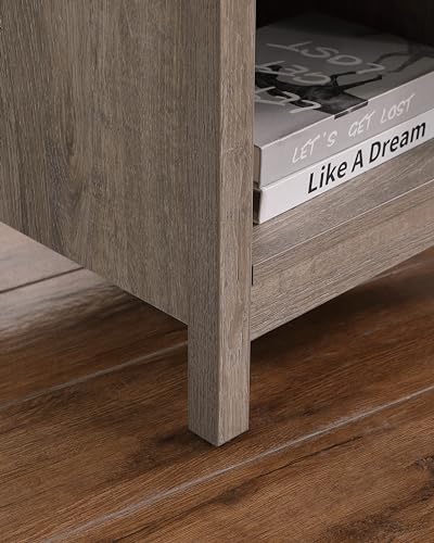 Nightstand with Drawer,3-Tier End Side Table with Storage Drawer and Shelf,Modern Bedside Night Stand for Bedroom, Living Room-Retro Rustic Grey - color: Rustic Grey, style: 1 Drawers