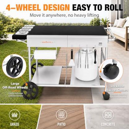 Pizza Oven Table Grill Cart for Ninja Woodfire, Blackstone Griddle, Ooni | 51'' Outdoor Pizza Oven Stand with Seasoning Tray for Outdoor Cooking, BBQ Prep Station, Easy Assembly 30048 - size: 51 x 24 x 31 inches