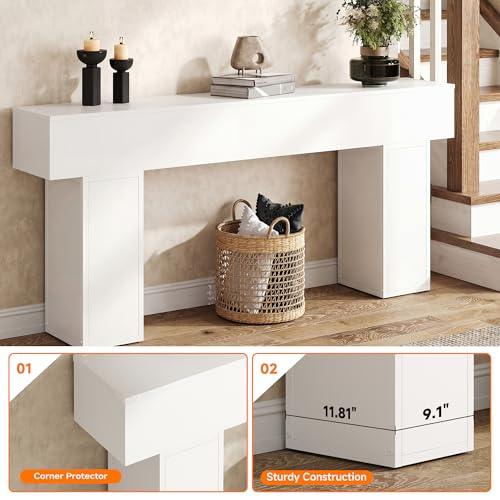 knoworld 70.9-Inch Long Console Table, Wooden Sofa Table Behind Couch Tables, Farmhouse Entryway Table Accent Table for Entrance, Hallway, Living Room, Foyer, White - color: White