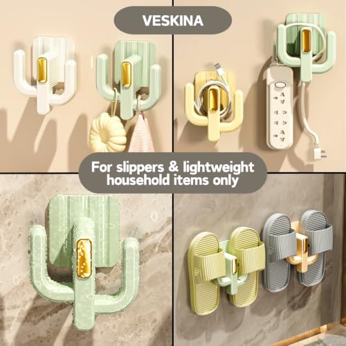 4 Pack Wall Mounted Shoe Rack - Hanging Shoe Organizer with Adhesive Mounts & Hooks - Space Saving Wall Shoe Storage Holder for Slippers, Sandals, RV, Bathroom & Door, White