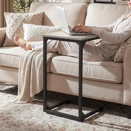 AMHANCIBLE C Shaped End Tables Set of 2, Couch Side Tables that Slide Under Sofa, Slim TV Trays for Living Room and Bedroom, Narrow Space Saving Laptop Workstation, Grey, HET02BGY - color: Grey