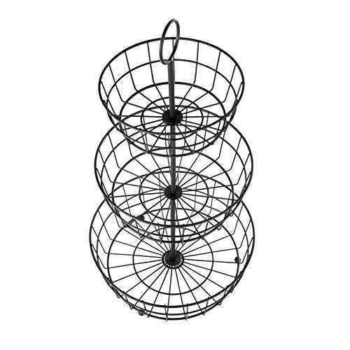 HANZE 3-Tier Wire Fruit Basket Bowl, Detachable Vegetable Bread Basket Display Storage Stand, Design for Kitchen, Bathroom Organization, Brown - color: 3-Tier(Brown)
