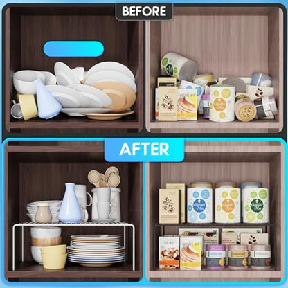 6Pack Cabinet Storage Shelf Spice Rack, 13''L x 9.4''W x 5.5''H, Black | Rustproof Metal Wire Kitchen Counter Organizers and Storage, for Cabinet, Plate, Dish, Pantry, Bathroom, Fridge - size: 6Pack-Black-13 x 9.4 inch
