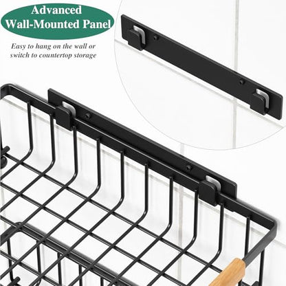 OKZEST 3-Tier Fruit Basket Fits Under Standard Upper Cabinet, 17.2" Tall | 2-In-1 Wall Mount & Countertop. Ultra-Fine Mesh Top Basket & Banana Hangers, Holds Potato, Onion, Bread, Snack, Fruit, Veggie - size: 3-Tier (Top basket with ultra-fine mesh)