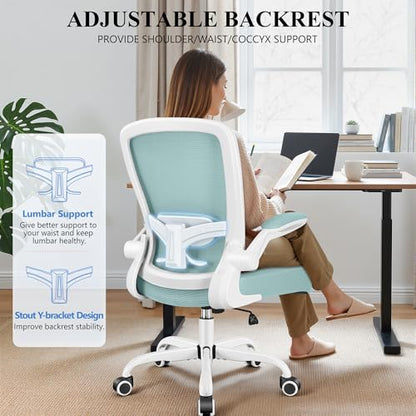 FelixKing Office Chair, Ergonomic Desk Chair Breathable Mesh Chairs Adjustable High Back Lumbar Support Flip-up Armrests, Executive Rolling Swivel Comfy Computer Chairs Home Office Light Blue - color: Light Blue