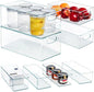 Hudgan 8 PACK Stackable Pantry Organizer Bins (3 Size) - Clear Fridge Organizer for Kitchen, Freezer, Refrigerator, Cabinet - Plastic Storage Container with Handle for Home - size: 2 XL + 2 L + 4 S