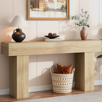 knoworld 63 Inch Long Console Table for Entryway, Farmhouse Wood Rectangular Sofa Table Behind Couch Table, Narrow Entryway Table for Living Room, Entrance, Hallway, Foyer, Easy Assembly (Natural) - color: Natural