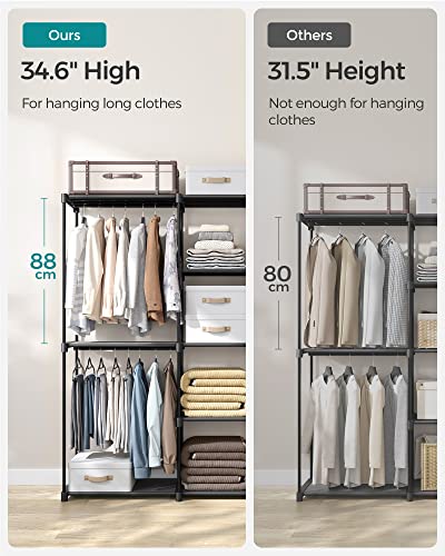 SONGMICS Portable Closet, Freestanding Closet Organizer, Clothes Rack with Shelves, Hanging Rods, Storage Organizer, for Cloakroom, Bedroom, 71.7 x 16.9 x 71.7 Inches, Black URYG037B02 - size: 71.7"L x 16.9"W x 71.7"H
