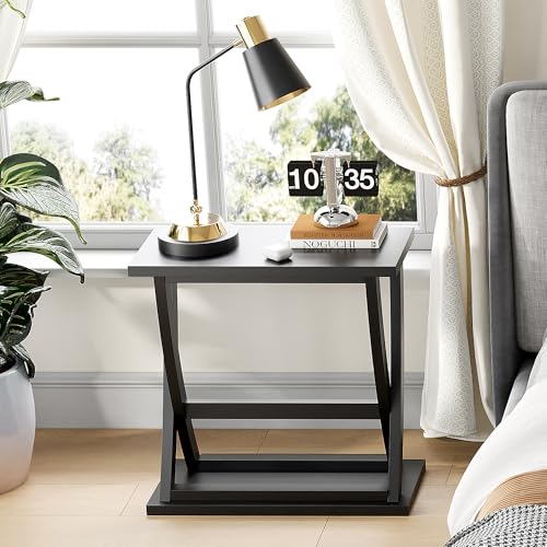 ChooChooEnd Table, Narrow Side Table with Storage Shelf | Simple shape, Living Room, Black - color: Black, size: 11.81"D x 23.62"W x 23.03"H