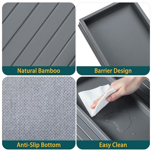 Bamboo Couch Arm Tray Table，Foldable Sofa Armrest Tray Table for Couch，Flexible and Anti-Slip Couch Arm Cup Holder，Portable Sofa Arm Chair Table for Drink,Cups, Eats，Snacks, Phone, Remote (Gray) - color: Gray
