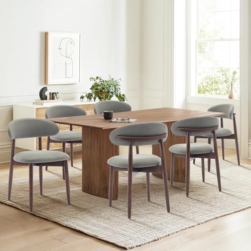 COLAMY Wooden Dining Room Chairs Set of 6, Modern Upholstered Fabric Dining Chairs, Farmhouse Kitchen Chair with Foot Pegs, Green - color: Green, size: Set of 6