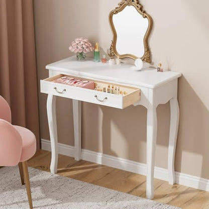 White Entryway Table with 1 Drawer Console Table for Entryway Entrance Table for Hallway, Living Room, Foyer, Easy Assembly (Legs Only), 13.77D x 34.64W x 30.7H in - color: White