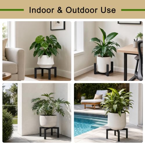 Metal Mid Century Plant Stand Indoor Outdoor, Heavy Duty Single Pot Holder Black Fits 5-10in Pots - size: Fit 2.5-10 Inch Pots