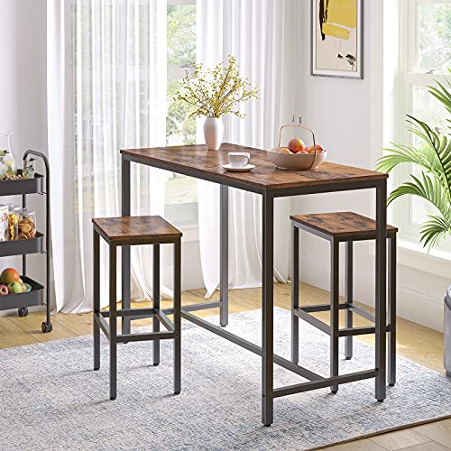 HOOBRO Bar Table, Rectangular Pub Table, 47.2” Counter Height Bar Table, Industrial Bar Height Table, Dining Table for Kitchen, Living Room, Easy to Assemble, Rustic Brown BF50BT01