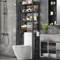 Over-The-Toilet Storage Rack, 4-Tier Bathroom Organizer Shelf Over Toilet with Adjustable Shelf and Basket, Freestanding Space Saver Bathroom Shelves Above Toilet for Room (Pure Black) - color: Pure Black
