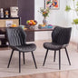 Kidol & Shellder Dining Chairs Set of 2, PU Leather Upholstered Kitchen Chairs with Back Armless, Mid Century Modern Side Chair for Dining Room, Living Room, Lounge, Restaurant, Black - color: Black