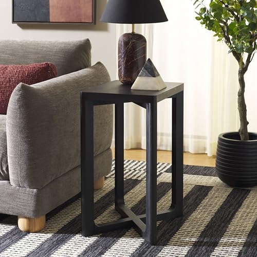 SAFAVIEH Home Collection - Akai Accent Table, Black Side Table with Cross Base, Fully Assembled (ACC2400B) - color: Black