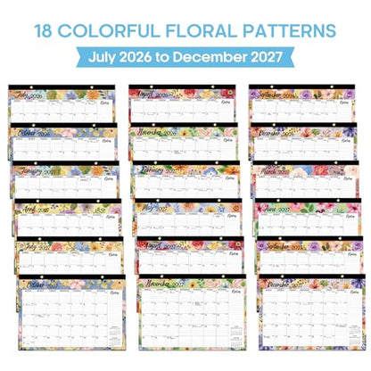 Desk Calendar 2026-2027, 18-Month Calendar Runs from July 2026 to December 2027, Large 17" x 12" Monthly Desktop & Wall Calendar for Home & Office - Botanic Whimsy - color: b-Botanic Whimsy, size: Jul 2026 – Dec 2027