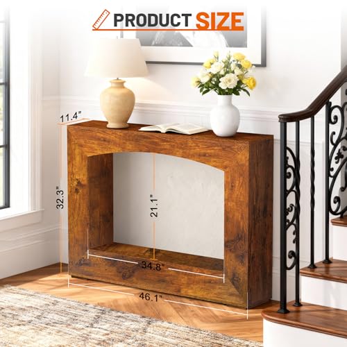 Sonharlar 46 Inch Entryway Table U-Shaped, Wooden Console Table with Socket Farmhouse Sofa Table for Entrance, Hallway, Living Room,Behind Couch(Rustic Brown) - color: Rustic Brown, size: 46IN U