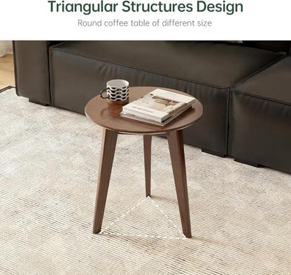 100% Solid Oak Round Side Table, Small Table w/Stable Frame, Round End Table, Small Side Table for Living Room, Bedroom, Couch(Walnut, 17.71" D x 19.68" H) - color: Walnut, size: Small