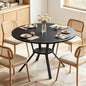 Wildhome Round Dining Table for 2-4, 43 Inch Dining Room Kitchen Table with 1-Tier Storage Shelf, Modern Farmhouse Dinner Furniture with Adjustable feet,Oval Circle(43in-Black) - color: 43in-air-black