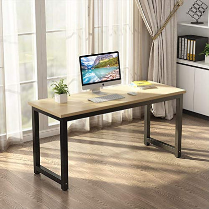 Tribesigns Computer Desk, Large Office Desk Computer Table Study Writing Desk for Home Office, Walnut + Black Leg, 63 X 23.6 inch - color: Walnut + Black Leg, size: 63*23.6 inch
