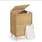 SONGMICS Laundry Hamper with Lid, 25 Gal (95L) PE Rattan Laundry Basket with Removable Washable Liners, for Bedroom & Living Room, Goose Yellow ULCB221YE01 - color: Goose Yellow, size: 95 L (1 Basket）