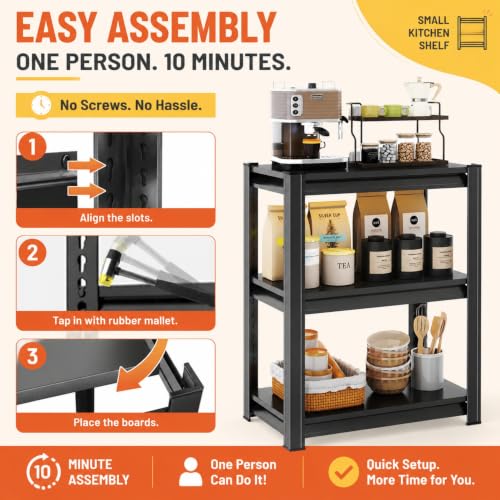 32"H x28"W Bakers Rack, 3-Tier Adjustable Kitchen Storage Rack, Highly Stable Metal Microwave Stand with Storage, 400lbs Per Tier Corner Display Shelf, Suitable for Kitchen Pantry Dinning Room, Black - size: 3T-32"H*28"W*14"D