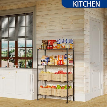 REGILLER 4-Wire Shelving Metal Storage Rack Adjustable Shelves,Standing Storage Shelf Units for Laundry Bathroom Kitchen Pantry Closet(Black,14.1" D x 30" W x 54" H) - size: 4tier 14.1"D x 30"W x 54"H