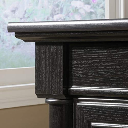 Sauder Palladia Office Desk with Drawers, Executive Desk with File Cabinet Storage, Cable Management, Keyboard Tray, in Wind Oak Finish - color: Wind Oak