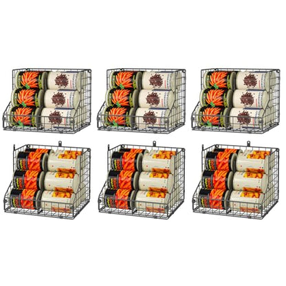 JKsmart 6 Pack Stackable Can Organizer for Pantry with Adjustable Dividers, Soda Can Organizer, Can Storage Dispenser Holds up to 84 Cans, Metal Wire Baskets Can Holder for Kitchen Cabinet Pantry - size: S-(6 pack)