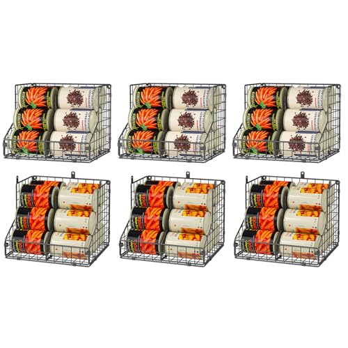 JKsmart 6 Pack Stackable Can Organizer for Pantry with Adjustable Dividers, Soda Can Organizer, Can Storage Dispenser Holds up to 84 Cans, Metal Wire Baskets Can Holder for Kitchen Cabinet Pantry - size: S-(6 pack)