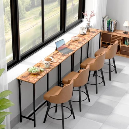 VINGLI 63 Inch Bar Table, Rectangular Counter Height Home Pub Table, Brown | High Top, Multi-Scene Use for Kitchen Dining Living Room Sofa Entryway, Wooden Tabletop & Metal Base, Easy to Install - color: Brown, size: 63"L