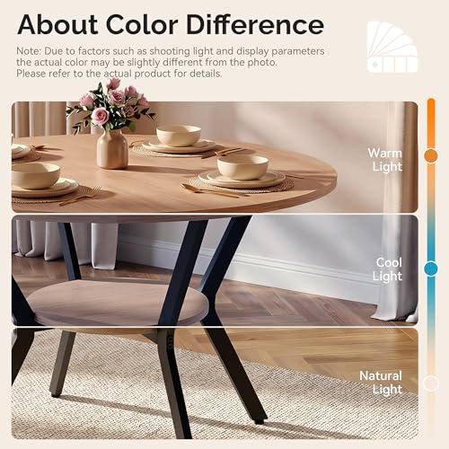 Miereirl 42.13" Round Dining Table for 4, Modern Kitchen Table with Open Storage Shelf, Wood Dining Table for Dining Room, Apartment, Small Spaces - color: Natural