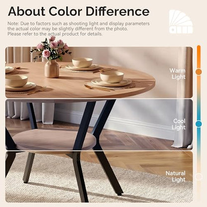 Miereirl 42.13" Round Dining Table for 4, Modern Kitchen Table with Open Storage Shelf, Wood Dining Table for Dining Room, Apartment, Small Spaces - color: Natural