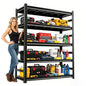 5 Tier Metal Garage Shelving, 36 Wide Heavy Duty Adjustable Garage Storage Shelves, Steel 16 Inch Deep Shelf, for Industrial, Pantry, Warehouse, Basement, Kitchen, Black 72 Inch high - size: 35.4" W x 15.8" D x 71.2" H
