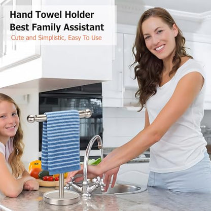 Hand Towel Holder Standing, T-Shape Towel Rack with Heavy Base, Regular Sized Hand Towel for Bath (Brushed Nickel, Stainless Steel) - color: Brushed Nickel