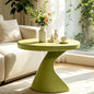 16" Modern Z-Shaped Round Side Table, Matcha Green Accent End Table, Unique PE Small Coffee Table for Living Room Bedroom, No Assembly Indoor/Outdoor Nightstand - color: Dark Green-z