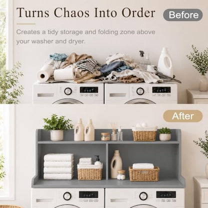 Royxen Laundry Countertop with 20“ Shelf Universal Fit, Washer and Dryer Countertop with Storage Space, Gray - color: Gray