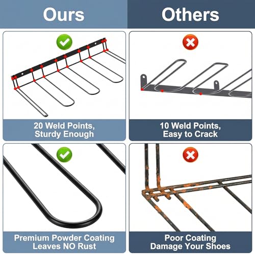 Heavy Duty Wall Mounted Boot Rack & Boot Hangers, 2 Pack Metal Boots Organizer for Tall Boots - Space Saving Shoe Storage for Entryway, Closet, Garage